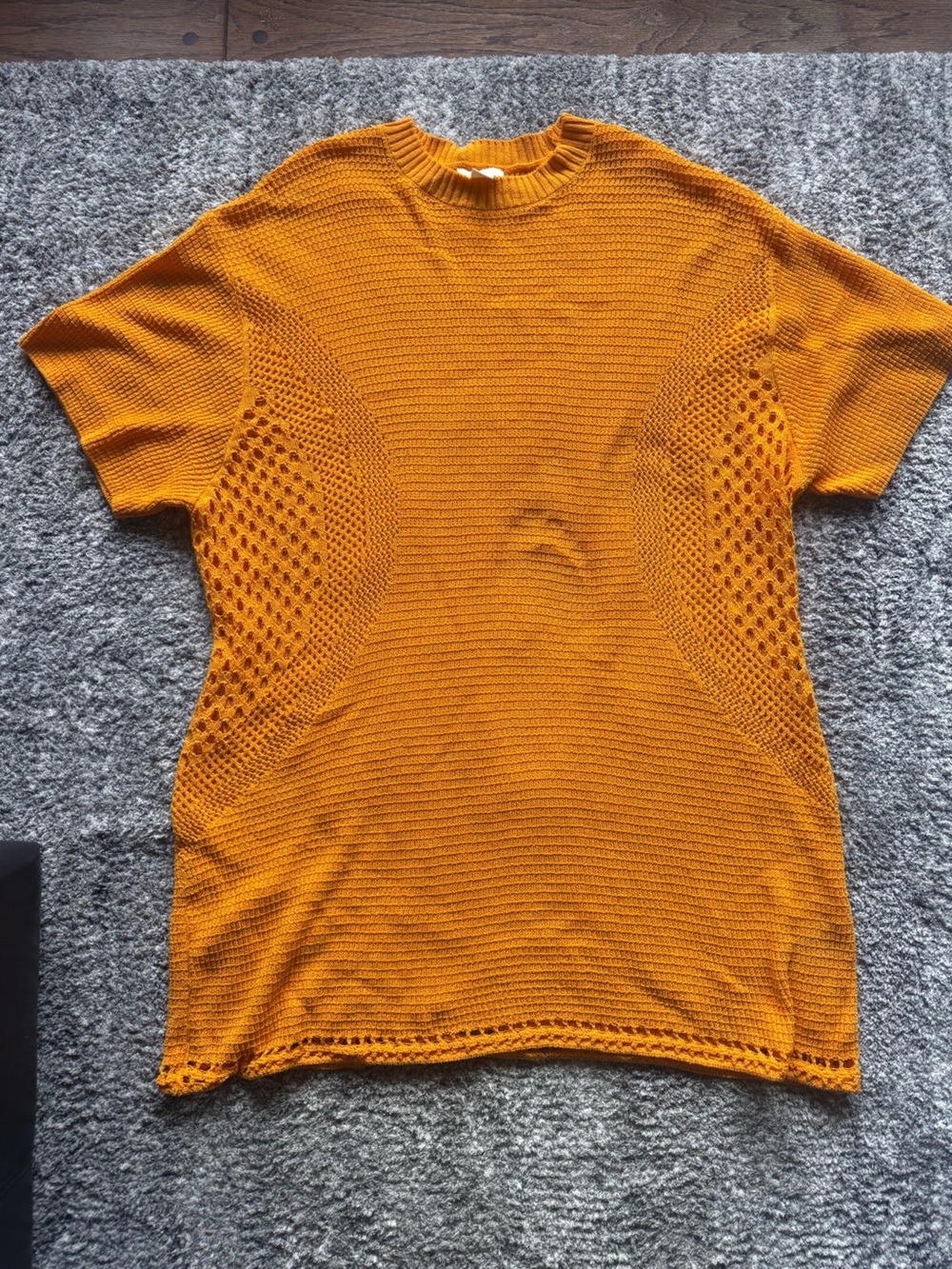 H&M Short-Sleeve Open-Knit Sweater in Orange